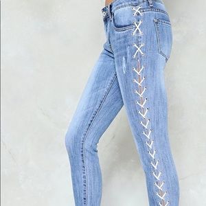 Nasty Gal Side Lace Up Jeans